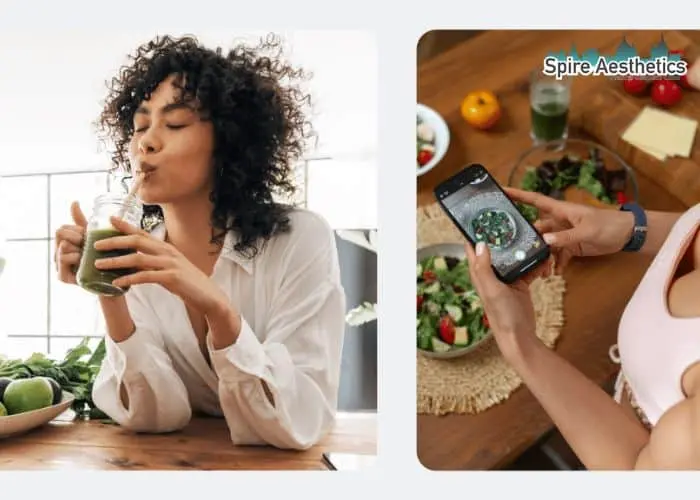 Image of woman looking into her diet and fat freezing Stamford to improve her health
